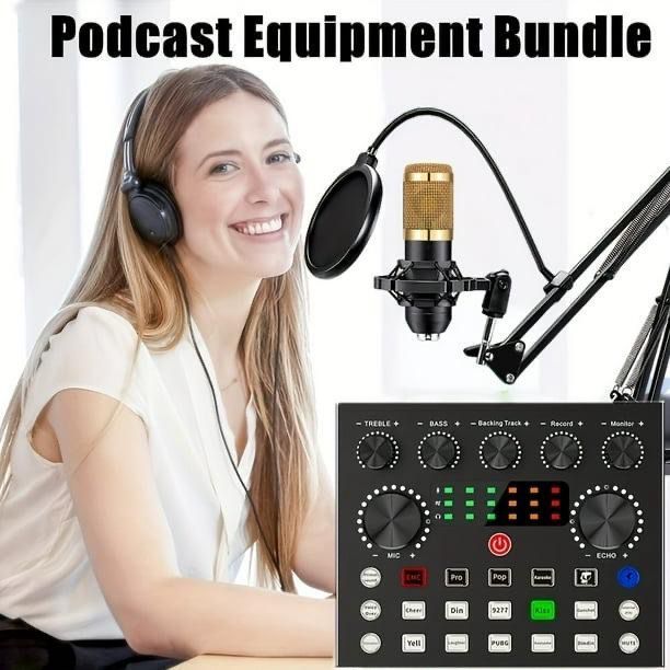 Condenser Microphone Set with HD V8S Sound Card - BM-800