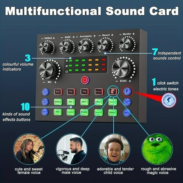 Condenser Microphone Set with HD V8S Sound Card - BM-800