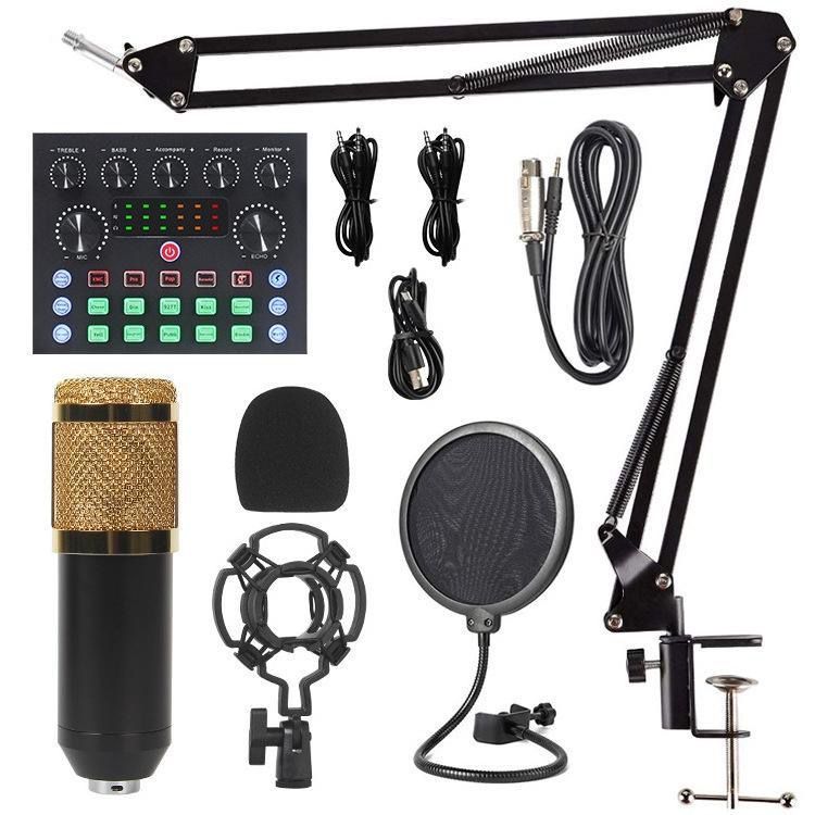 Condenser Microphone Set with HD V8S Sound Card - BM-800